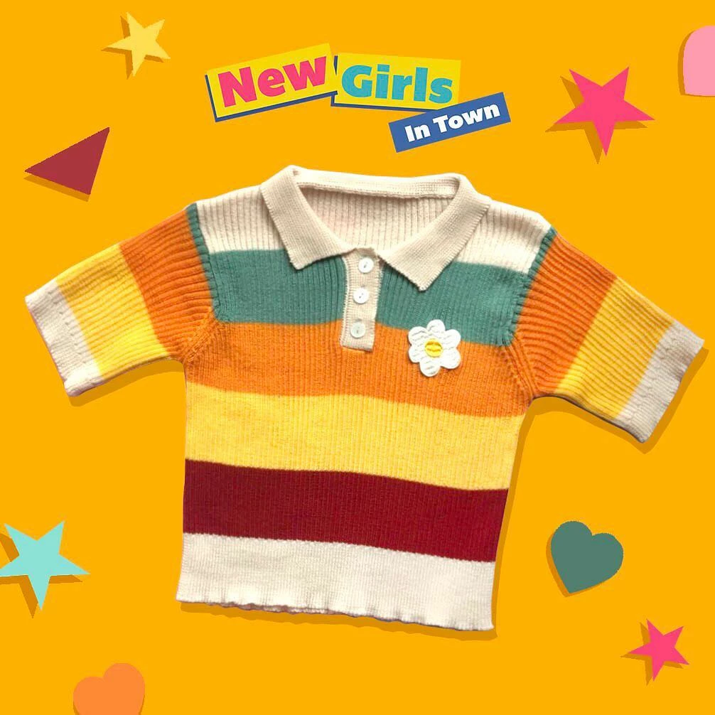 Unzzy Rainbow T-shirt + Orange Skirt KF90523 HOT SALE 2 Unzzy Rainbow T-shirt + Orange Skirt KF90523 HOT SALE