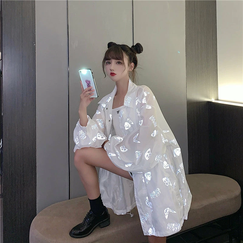 Unzzy HOT SALE Butterfly Reflective Shirt KF81491 2 Unzzy HOT SALE Butterfly Reflective Shirt KF81491