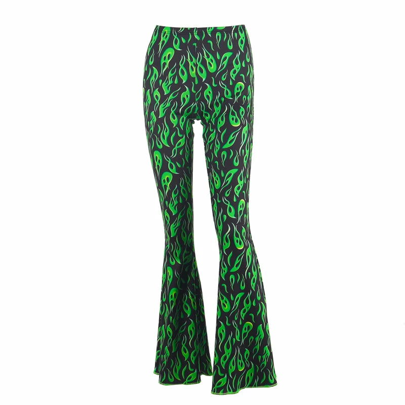 Unzzy HOT SALE Green Flame Pants KF9180 9 Unzzy HOT SALE Green Flame Pants KF9180