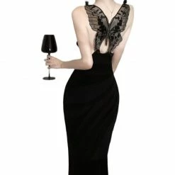 Unzzy Vintage Black Dress KF82757 HOT SALE