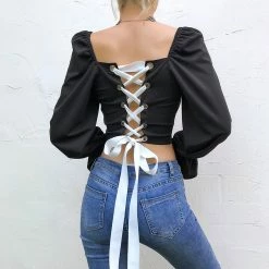 Unzzy Black Long Sleeve T-shirt KF81343 HOT SALE