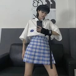 Unzzy Plaid Pleated Skirt KF81658