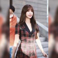 Unzzy Red Plaid Dress KF90215 8 Unzzy Red Plaid Dress KF90215