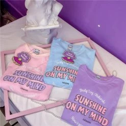 Unzzy Letter Purple Pink Blue T-shirt KF9167 HOT SALE