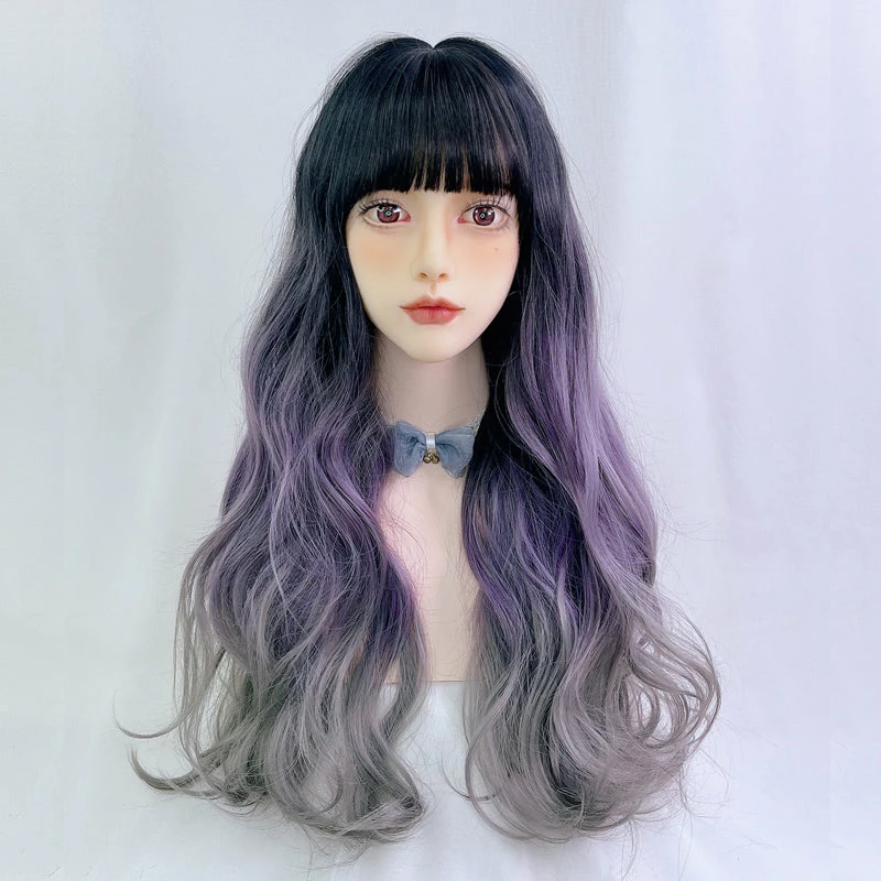 Unzzy Purple Gradient Big Wave Wig KF24076 8 Unzzy Purple Gradient Big Wave Wig KF24076