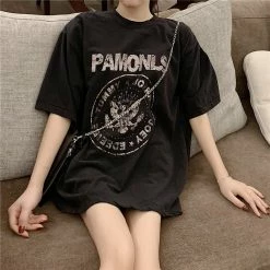 Unzzy HOT SALE Black Short Sleeve T-shirt KF90651
