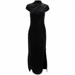 Unzzy HOT SALE Black Cheongsam Dress KF81811 9 Unzzy HOT SALE Black Cheongsam Dress KF81811
