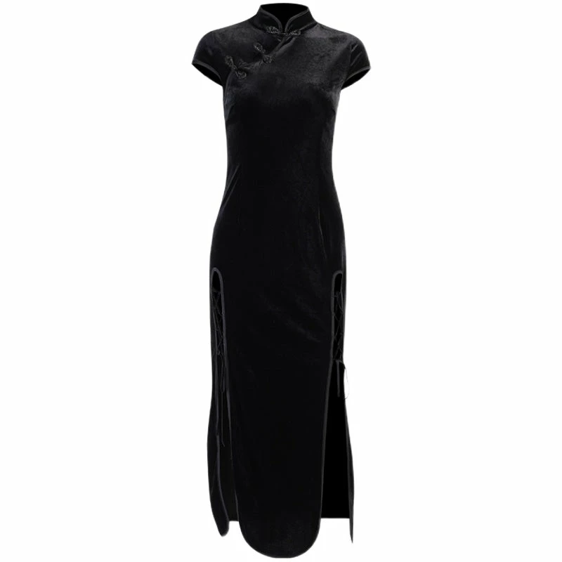 Unzzy HOT SALE Black Cheongsam Dress KF81811 5 Unzzy HOT SALE Black Cheongsam Dress KF81811