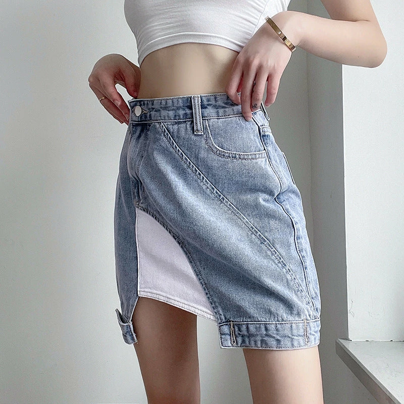 Unzzy HOT SALE Asymmetric Denim Skirt KF81546 2 Unzzy HOT SALE Asymmetric Denim Skirt KF81546