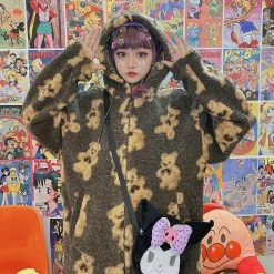 Unzzy HOT SALE Black Bear Coat KF81646