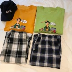 Unzzy Chic Short Sleeve T-Shirt + Plaid Pants KF90669 HOT SALE