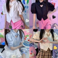 Unzzy HOT SALE Chic Puff Sleeve Shirt KF82754