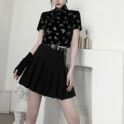 Unzzy Butterfly T-shirt + Pleated Skirt KF81361 HOT SALE