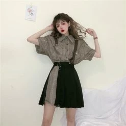 Unzzy Shirt + Black Skirt Two-piece KF90671