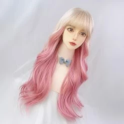 Unzzy HOT SALE Lolita Gold Powder Long Curly Hair Wig KF82428