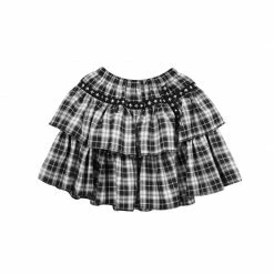 Unzzy Black And White Plaid Skirt KF81887