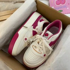 Unzzy Strawberry Pink White Shoes KF82707 HOT SALE