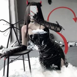 Unzzy Cosplay Little Devil Leather DRESS (2-PIECE SET） KF82468 HOT SALE