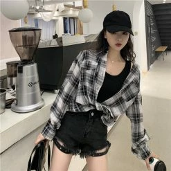 Unzzy Black And White Plaid Shirt KF9207 HOT SALE