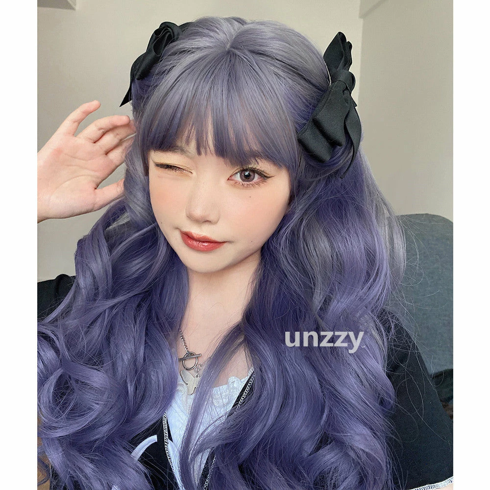 Unzzy HOT SALE Purple Long Curly Wig KF81748 4 Unzzy HOT SALE Purple Long Curly Wig KF81748