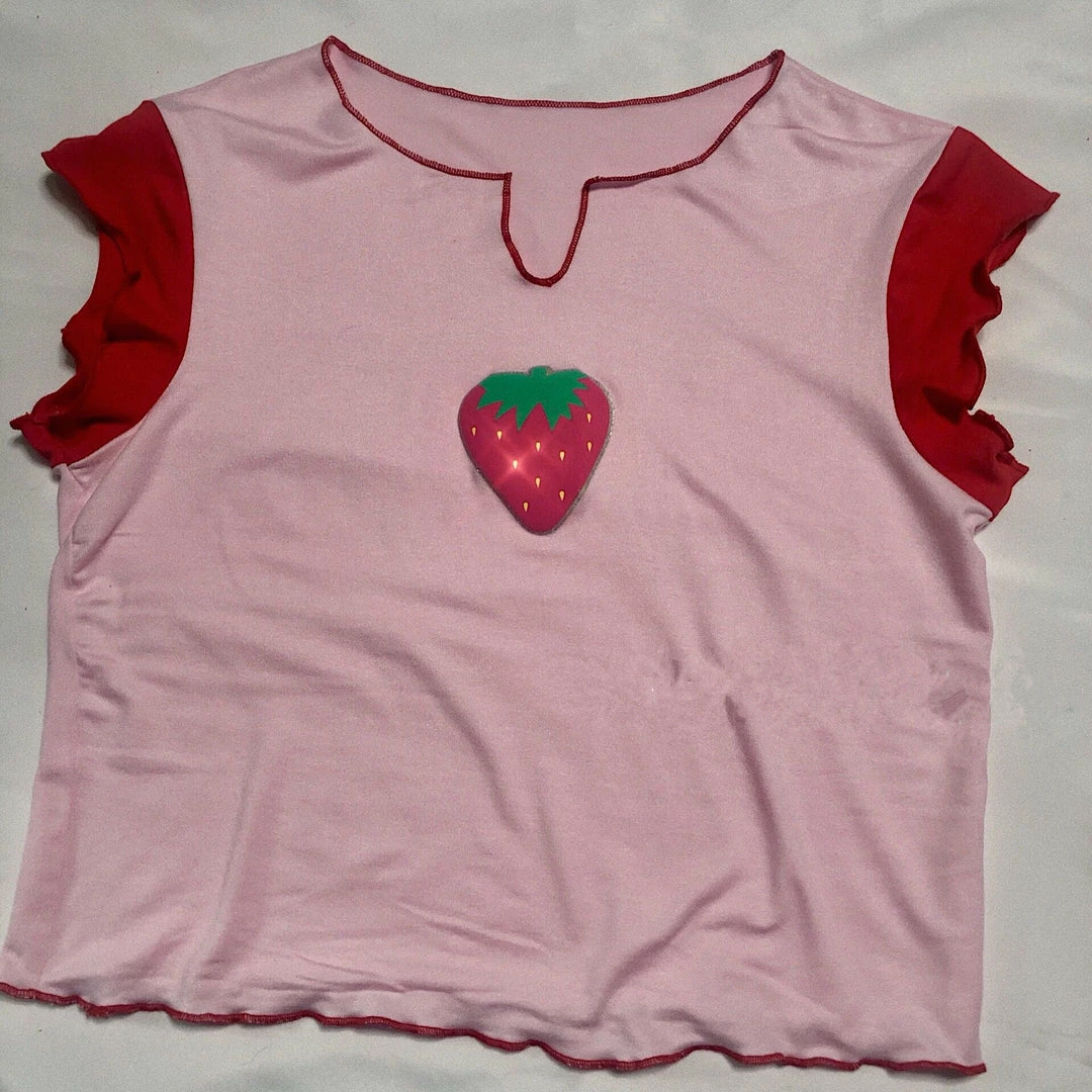 Unzzy HOT SALE Pink Strawberry T-shirt KF90371 3 Unzzy HOT SALE Pink Strawberry T-shirt KF90371