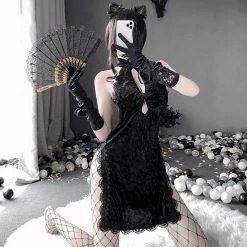 Unzzy Sexy Lace Cheongsam Uniform Suit Kf60012