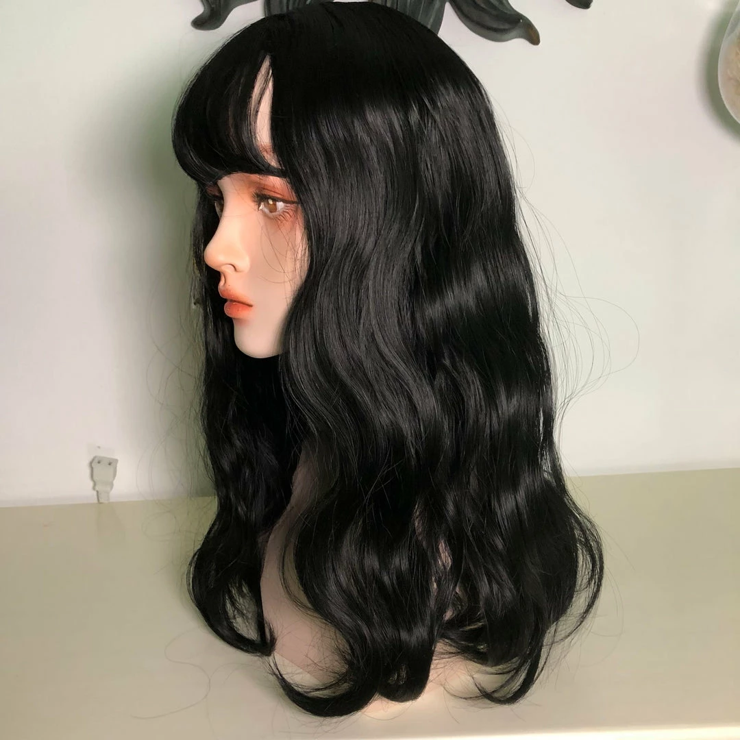 Unzzy Black Long Roll Wig KF90275 HOT SALE 3 Unzzy Black Long Roll Wig KF90275 HOT SALE