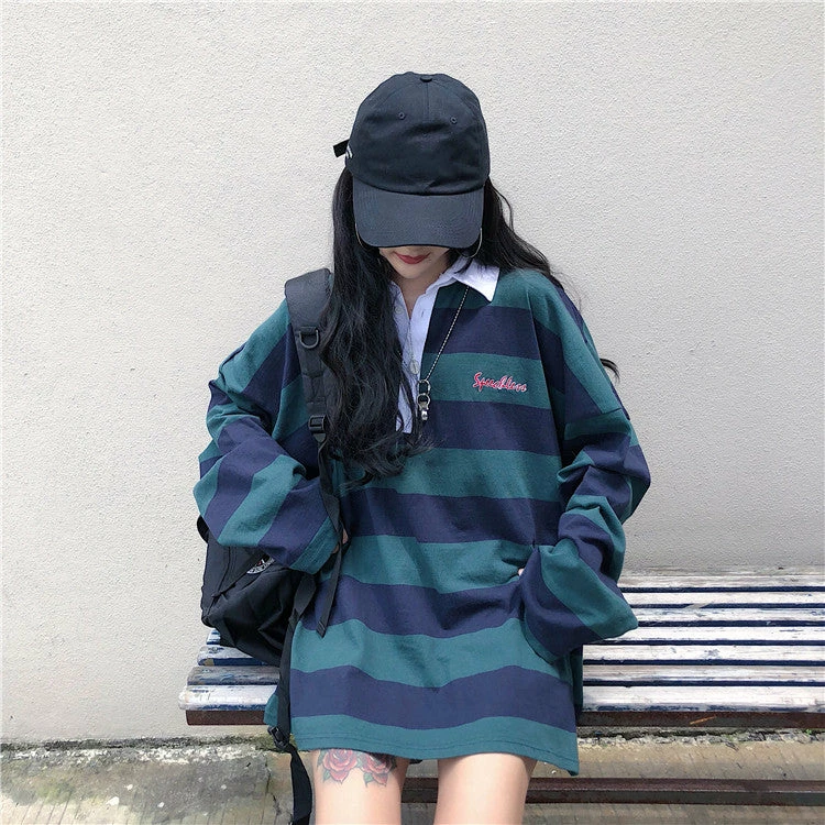 Unzzy HOT SALE Harajuku Style Striped T-shirt KF81532 4 Unzzy HOT SALE Harajuku Style Striped T-shirt KF81532