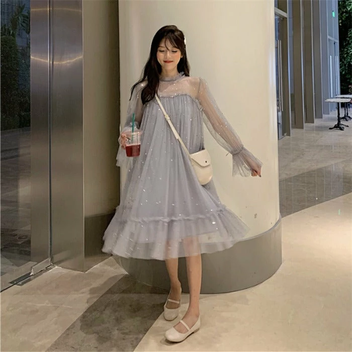 Unzzy Pastel Mesh Dress KF9407 4 Unzzy Pastel Mesh Dress KF9407
