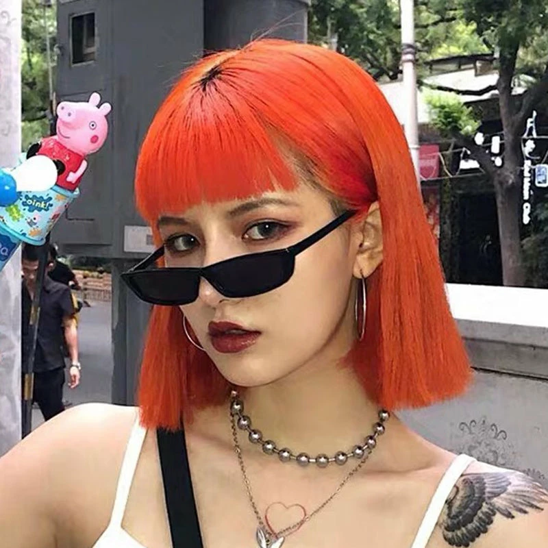 Unzzy HOT SALE Orange Short Straight Wig KF9309 1 Unzzy HOT SALE Orange Short Straight Wig KF9309