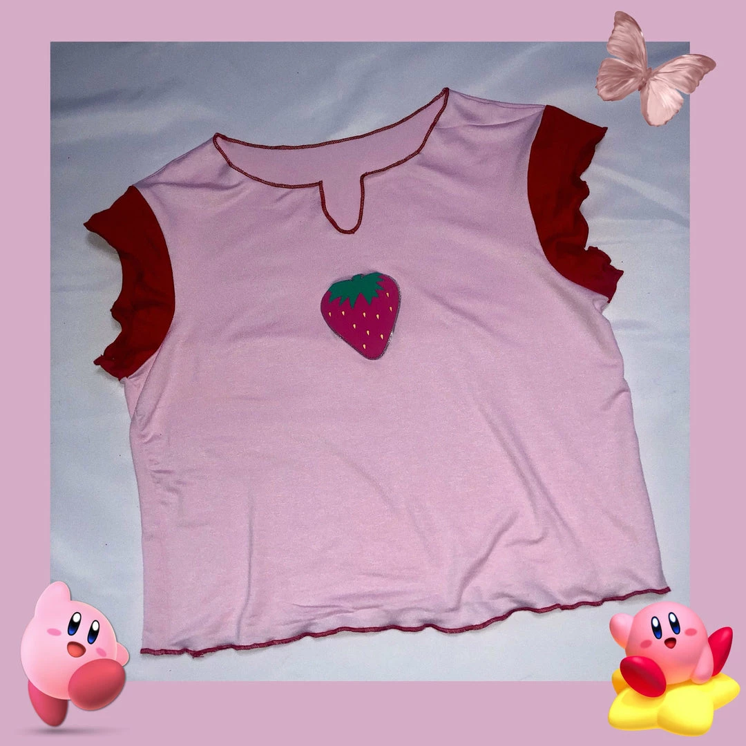 Unzzy HOT SALE Pink Strawberry T-shirt KF90371 5 Unzzy HOT SALE Pink Strawberry T-shirt KF90371