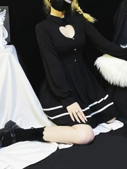 Unzzy HOT SALE Sweet And Sexy Heart Hollow Out Dress KF1066