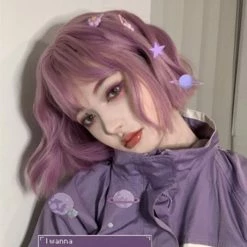 Unzzy HOT SALE Purple Short Curly Wig KF81395