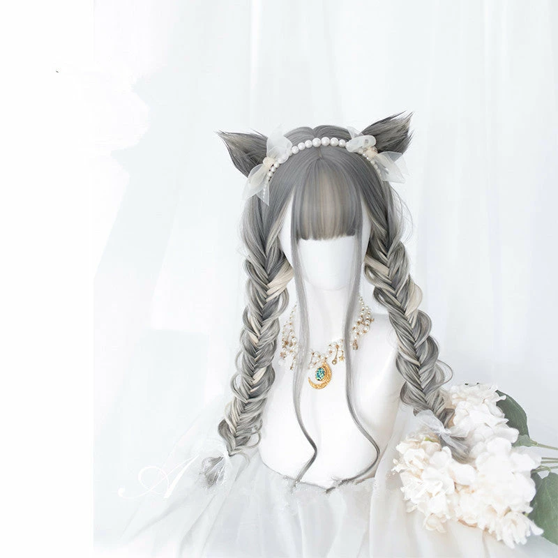 Unzzy Gray Wig + Cat Ears KF81258 HOT SALE 6 Unzzy Gray Wig + Cat Ears KF81258 HOT SALE
