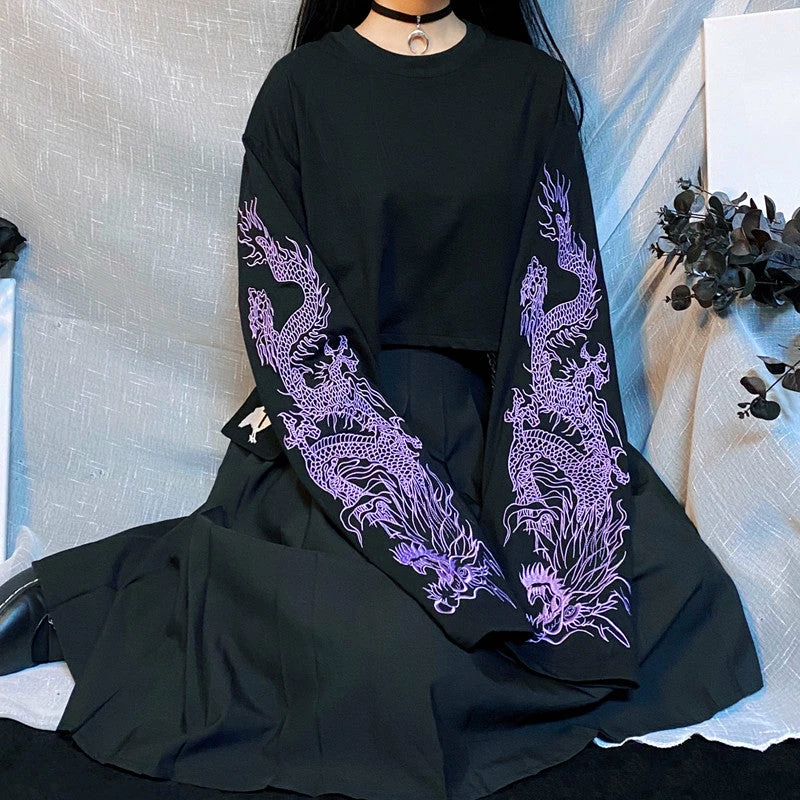 Unzzy HOT SALE Dark Wind Embroidered Dragon Style Short Sleeves KF82163 4 Unzzy HOT SALE Dark Wind Embroidered Dragon Style Short Sleeves KF82163