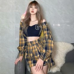Unzzy Retro Plaid Two-piece KF82604 HOT SALE 8 Unzzy Retro Plaid Two-piece KF82604 HOT SALE