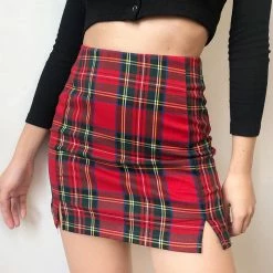 Unzzy Red Plaid Skirt KF90344 HOT SALE 6 Unzzy Red Plaid Skirt KF90344 HOT SALE