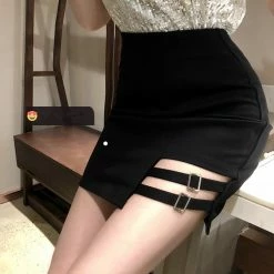 Unzzy HOT SALE Punk Black Skirt KF908013
