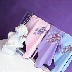Unzzy Letter Purple Pink Blue T-shirt KF9167 HOT SALE
