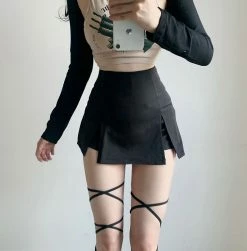 Unzzy Sexy Black Culottes KF81636