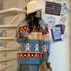 Unzzy Christmas Snowman Knitted Sweater KF90647