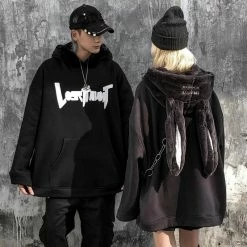 Unzzy HOT SALE Black Plus Velvet Rabbit Sweatshirt Hoodie KF81008