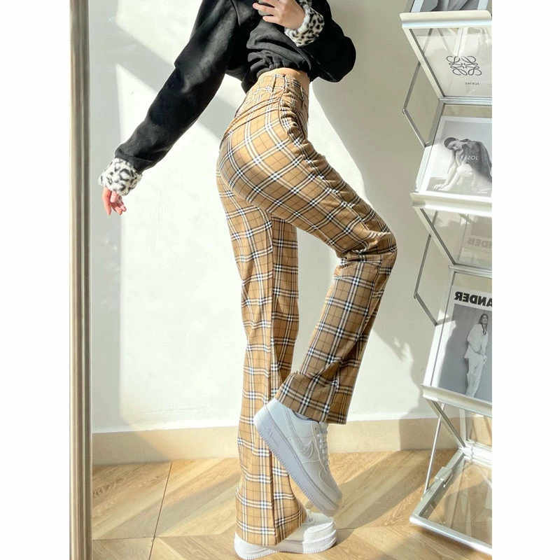 Unzzy Retro Plaid Trousers KF82128 4 Unzzy Retro Plaid Trousers KF82128