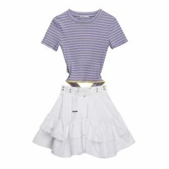 Unzzy HOT SALE Striped T-shirt + Skirt KF9549 9 Unzzy HOT SALE Striped T-shirt + Skirt KF9549