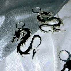 Unzzy Black Dragon Pendant Earrings KF82379