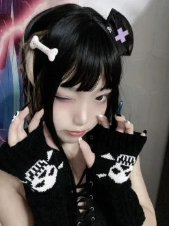Unzzy Harajuku Dark Skull Gloves KF81818