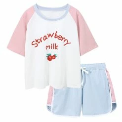 Unzzy HOT SALE Japanese Strawberry Milk Pajamas Set Kf82720