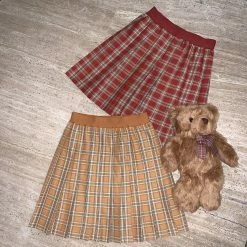 Unzzy Plaid Pleated Skirt KF9516 HOT SALE