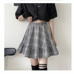 Unzzy HOT SALE Vintage Plaid Skirt KF90435