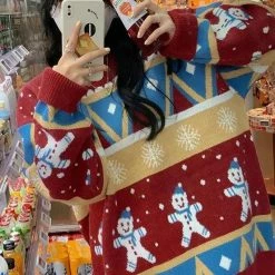 Unzzy Christmas Snowman Knitted Sweater KF90647